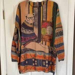 Colorful Bear Pattern Sweater 2X 3-X